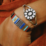 VINTAGE MOTHER OF PEARL STERLING CUFF