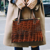 VINTAGE BROWN CROCODILE LEATHER BAG