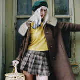 VINTAGE 60S BROWN SWING COAT FUR COLLAR