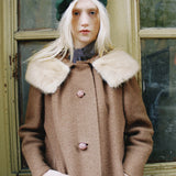 VINTAGE 60S BROWN SWING COAT FUR COLLAR