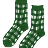 HANSEL FROM BASEL GREEN GINGHAM CREW SOCK