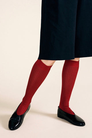 HANSEL FROM BASEL BEMBERG RIB KNEE HI, RED