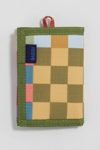 BAGGU NYLON WALLET, MEDIUM CHECK MULTI