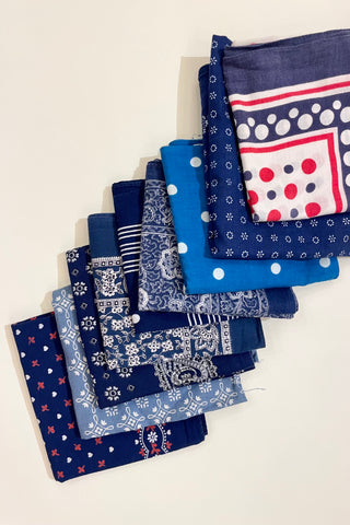 VINTAGE FRENCH BANDANA, BLUE