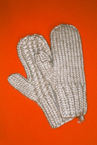 HAND KNIT MERINO WOOL MITTEN, OATMEAL